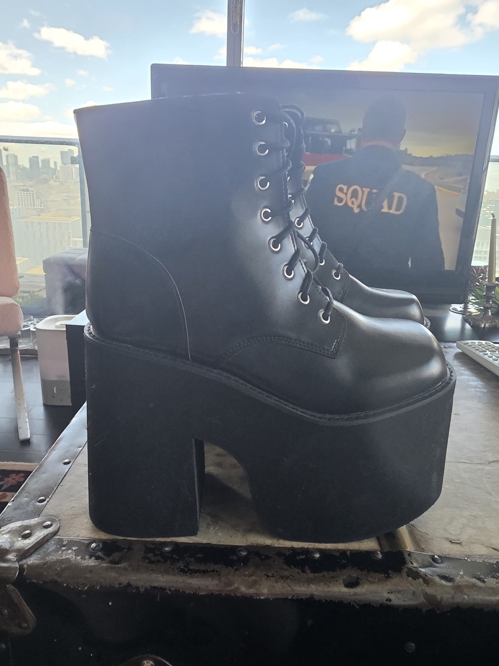 Platform Lace-Up Ankle Boots, Black - Picture 4 of 6